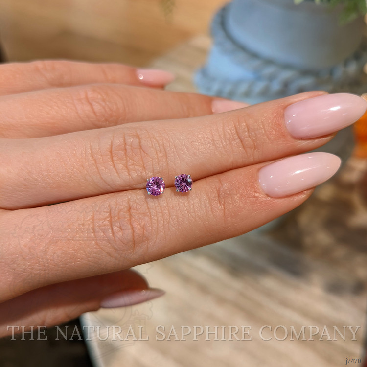 0.60 Ct.Tw. Pink Sapphire Studs Earrings, 14K White Gold
