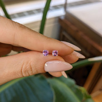 0.60&nbsp;Ct.Tw.Total Carat Weight Pink Sapphire Studs Earrings, 14K White Gold Life Style