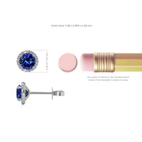 1.25 Ct.Tw. Blue Sapphire and Natural Diamond Pave Earrings, 18K White Gold Image