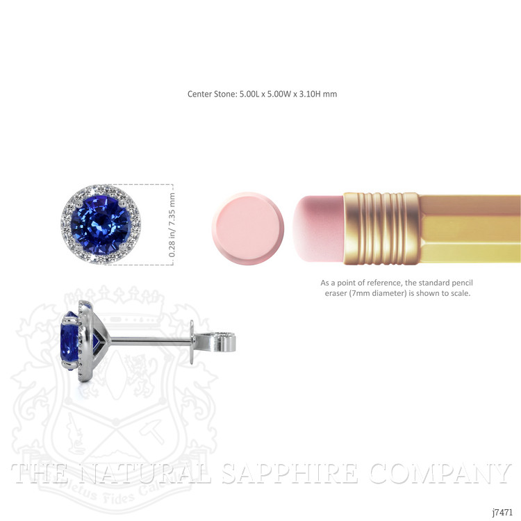 1.25 Ct.Tw. Blue Sapphire and Natural Diamond Pave Earrings, 18K White Gold