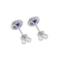 1.10&nbsp;Ct.Tw.Total Carat Weight Blue Sapphire and Natural Diamond Studs Earrings, 18K White Gold Image