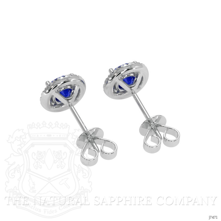 1.10 Ct.Tw. Blue Sapphire and Natural Diamond Studs Earrings, 18K White Gold