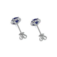 1.25 Ct.Tw. Blue Sapphire and Natural Diamond Pave Earrings, 18K White Gold Image