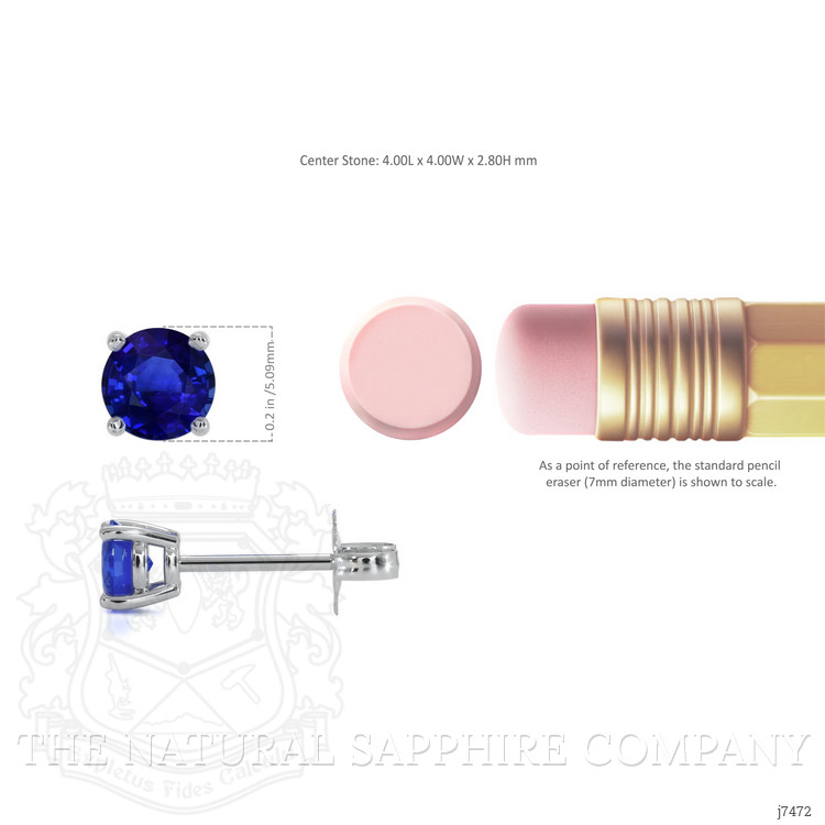 0.75 Ct.Tw. Blue Sapphire Studs Earrings, 14K White Gold