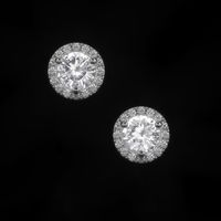 0.60 Ct.Tw.Total Carat Weight Sapphire Natural Diamond Pave Earrings, 18K White Gold Video