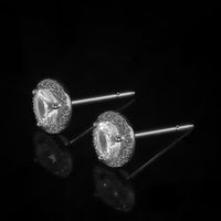 0.60 Ct.Tw. White Sapphire and Natural Diamond Pave Earrings, 18K White Gold Image