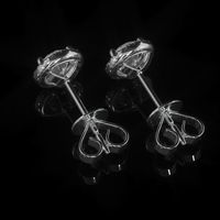 0.60 Ct.Tw. White Sapphire and Natural Diamond Pave Earrings, 18K White Gold Image