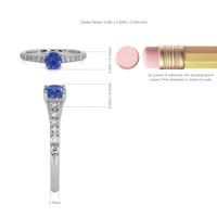 0.65 Ct. Blue Sapphire and Natural Diamond Pave Ring, 18K White Gold Image