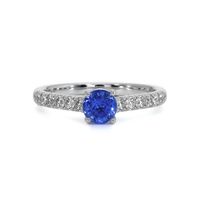 0.65 Ct. Sapphire Natural Diamond Pave Ring, 18K White Gold Video