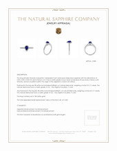 0.60 Ct. Blue Sapphire and Natural Diamond Pave Ring, 18K White Gold Appraisal