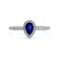 0.60 Ct. Sapphire Natural Diamond Pave Ring, 18K White Gold Video