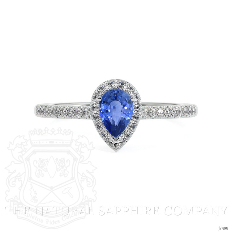 0.60 Ct. Blue Sapphire and Natural Diamond Pave Ring, 18K White Gold
