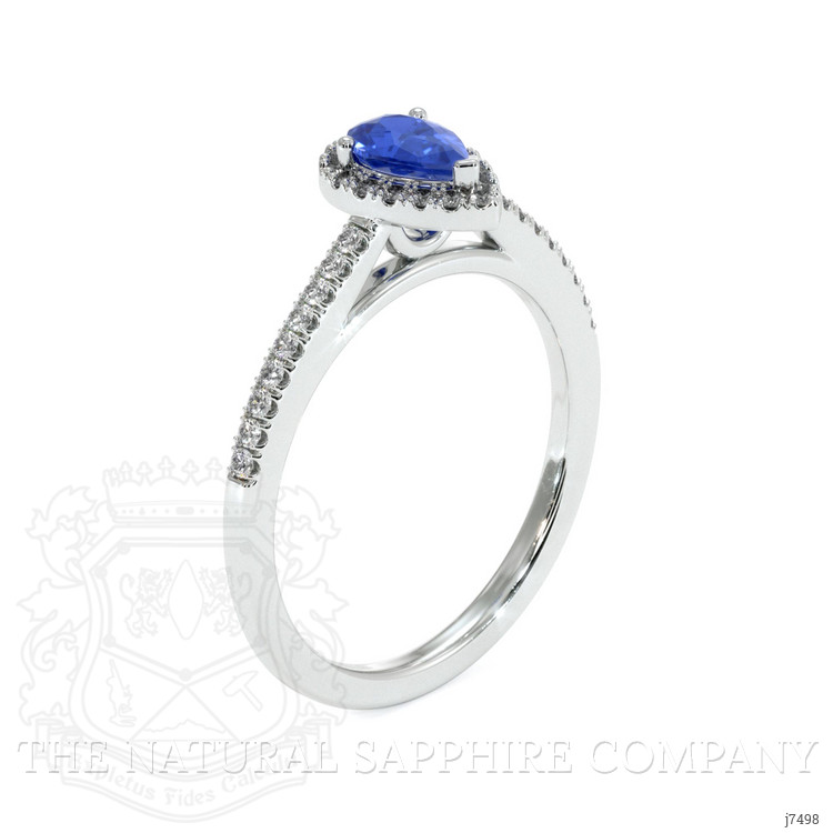 0.60 Ct. Blue Sapphire and Natural Diamond Pave Ring, 18K White Gold