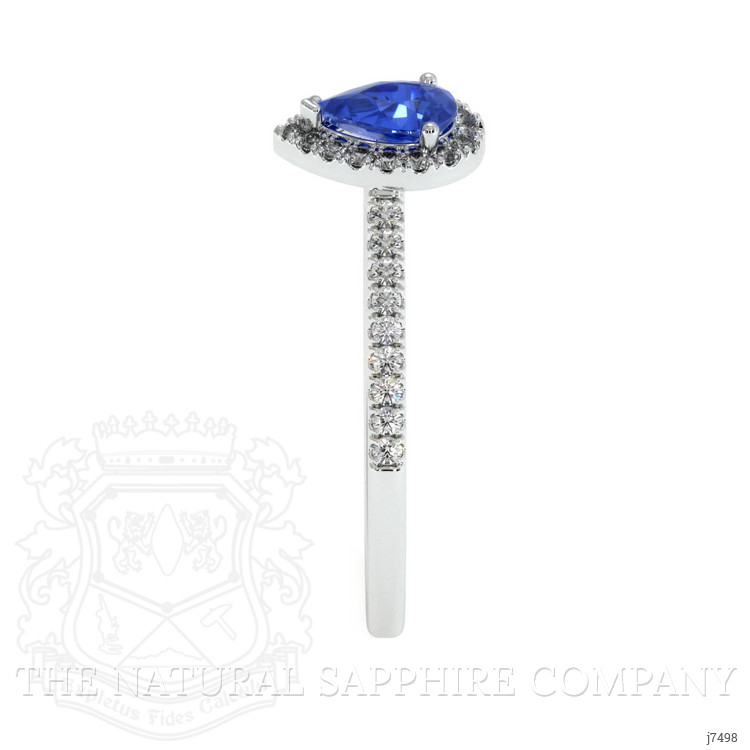 0.60 Ct. Blue Sapphire and Natural Diamond Pave Ring, 18K White Gold