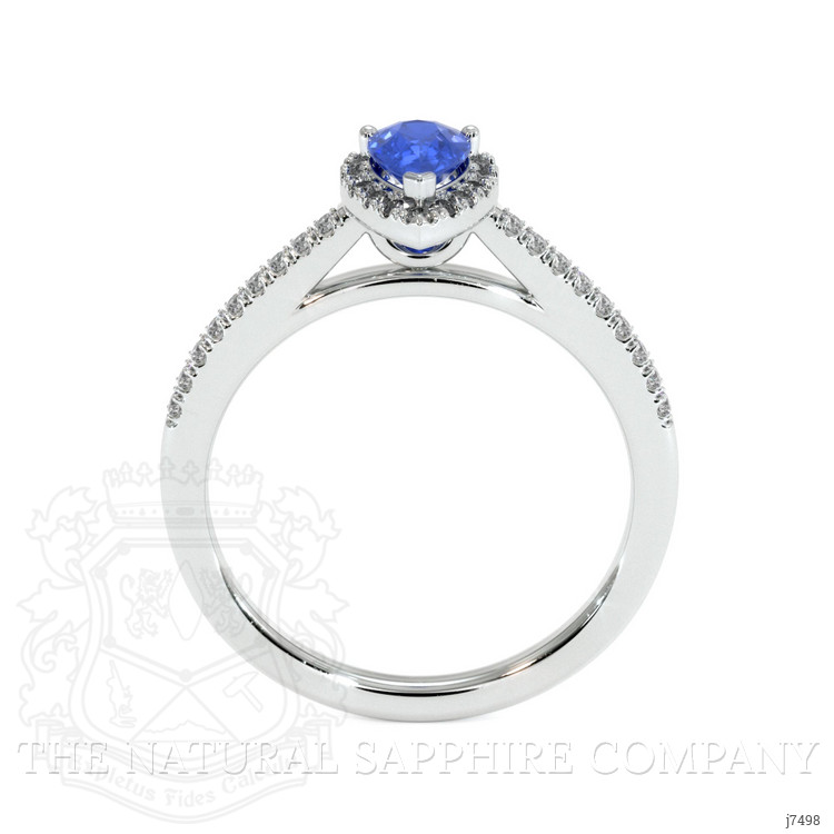 0.60 Ct. Blue Sapphire and Natural Diamond Pave Ring, 18K White Gold