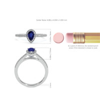 0.60 Ct. Blue Sapphire and Natural Diamond Pave Ring, 18K White Gold Image