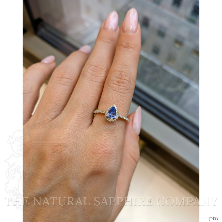 0.60 Ct. Blue Sapphire and Natural Diamond Pave Ring, 18K White Gold