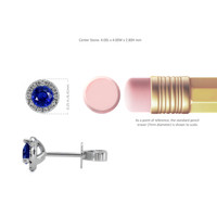 0.75 Ct.Tw. Blue Sapphire and Natural Diamond Pave Earrings, 18K White Gold Image