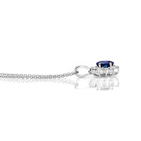 1.20 Ct. Blue Sapphire and Natural Diamond Pendant, 18K White Gold Image
