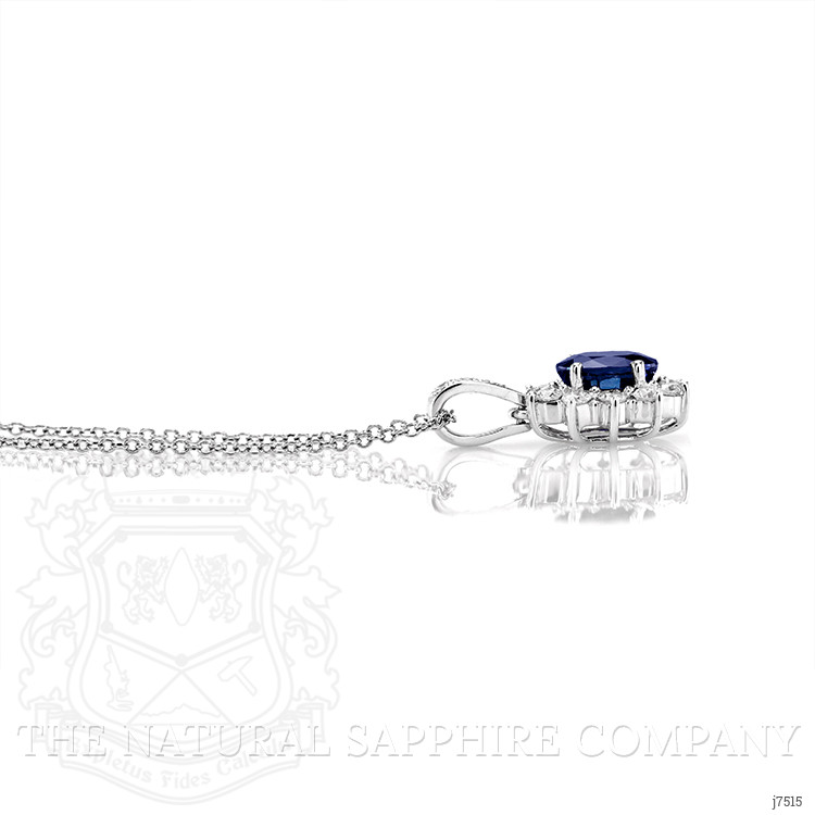 1.20 Ct. Blue Sapphire and Natural Diamond Pendant, 18K White Gold