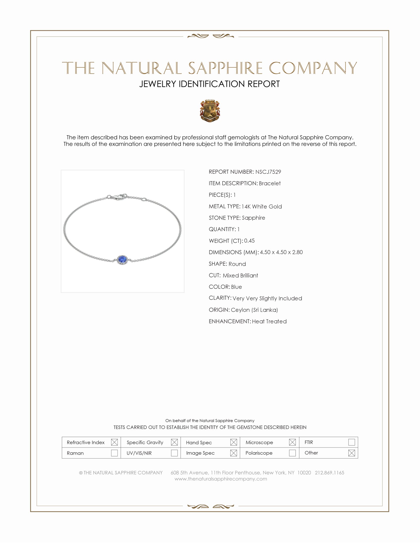 0.45 Ct.Tw. Blue Sapphire Bezel Bracelet, 14K White Gold