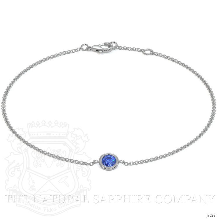 0.45 Ct.Tw. Blue Sapphire Bezel Bracelet, 14K White Gold