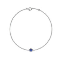 0.45 Ct.Tw. Blue Sapphire Bezel Bracelet, 14K White Gold Image