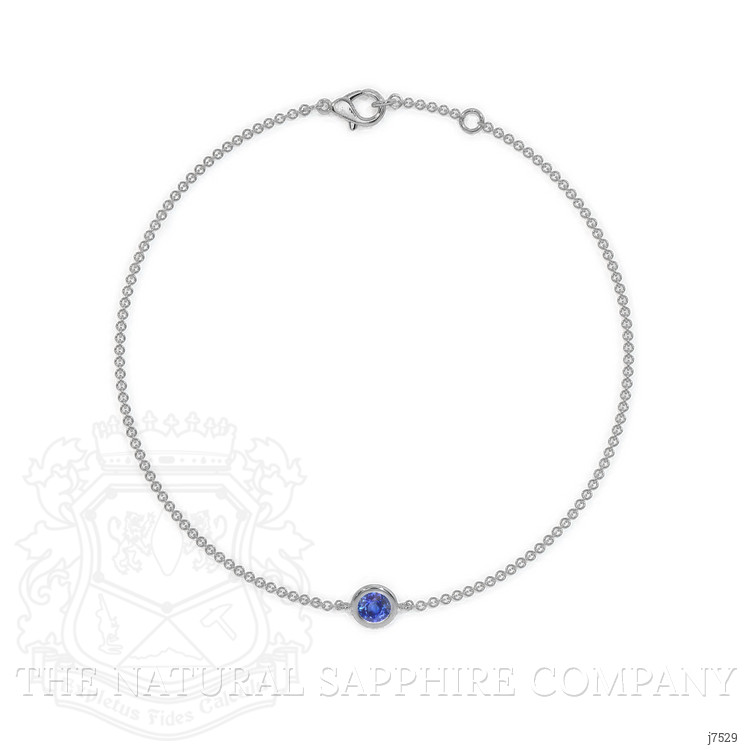 0.45 Ct.Tw. Blue Sapphire Bezel Bracelet, 14K White Gold