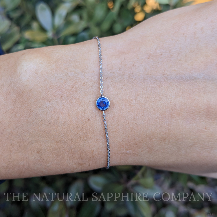 0.45 Ct.Tw. Blue Sapphire Bezel Bracelet, 14K White Gold