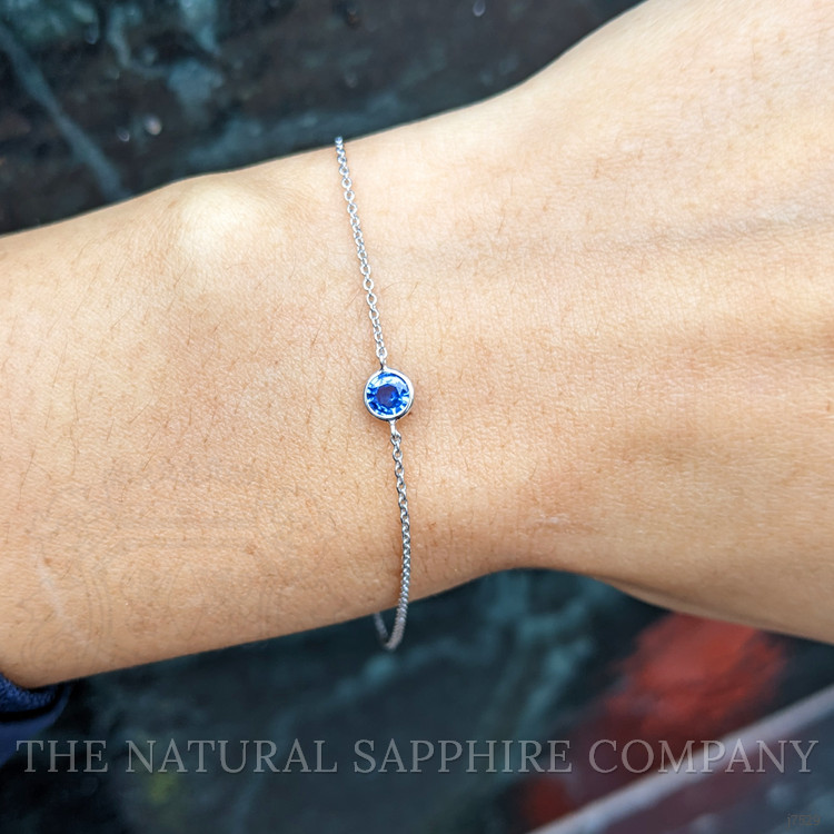 0.45 Ct.Tw. Blue Sapphire Bezel Bracelet, 14K White Gold