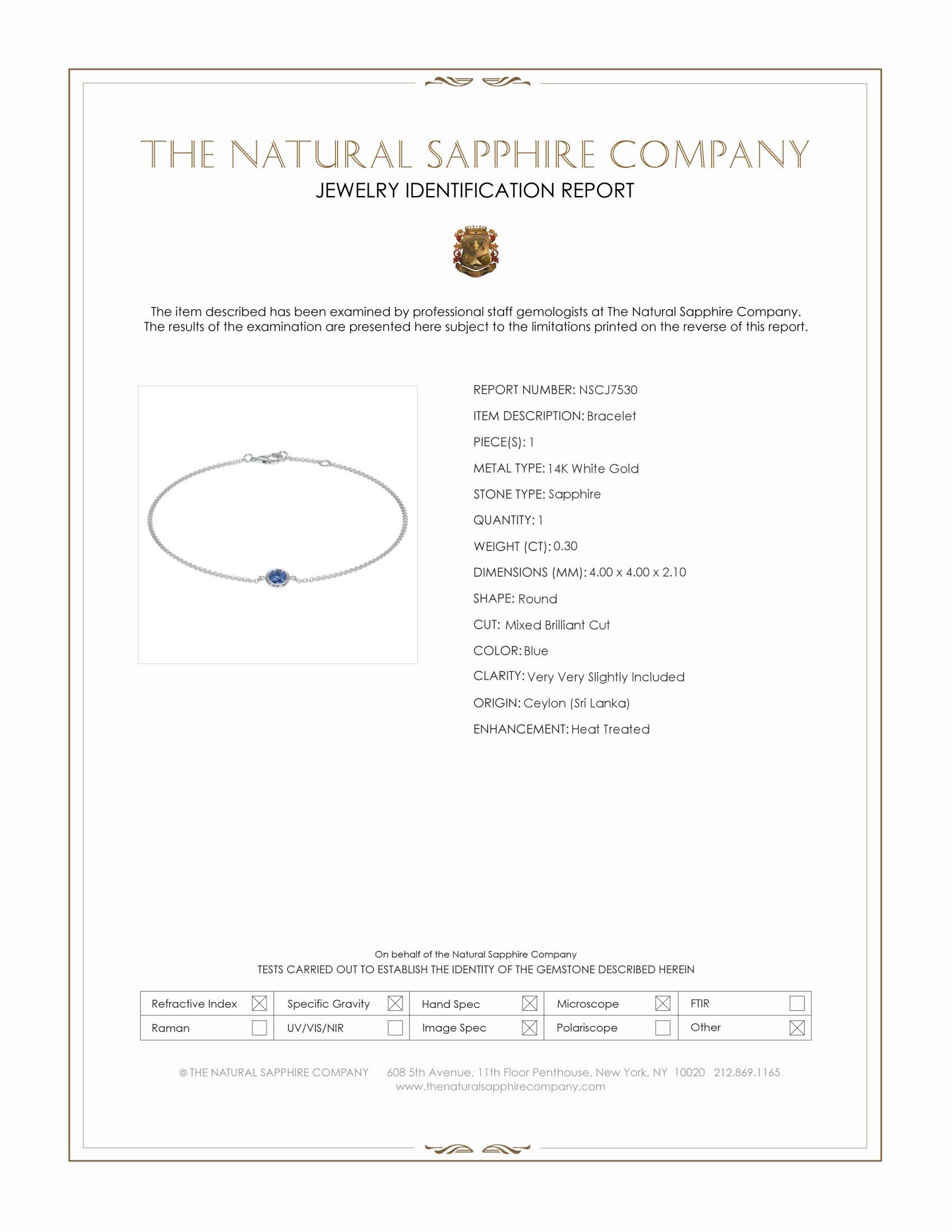 0.30 Ct.Tw. Blue Sapphire Bezel Bracelet, 14K White Gold
