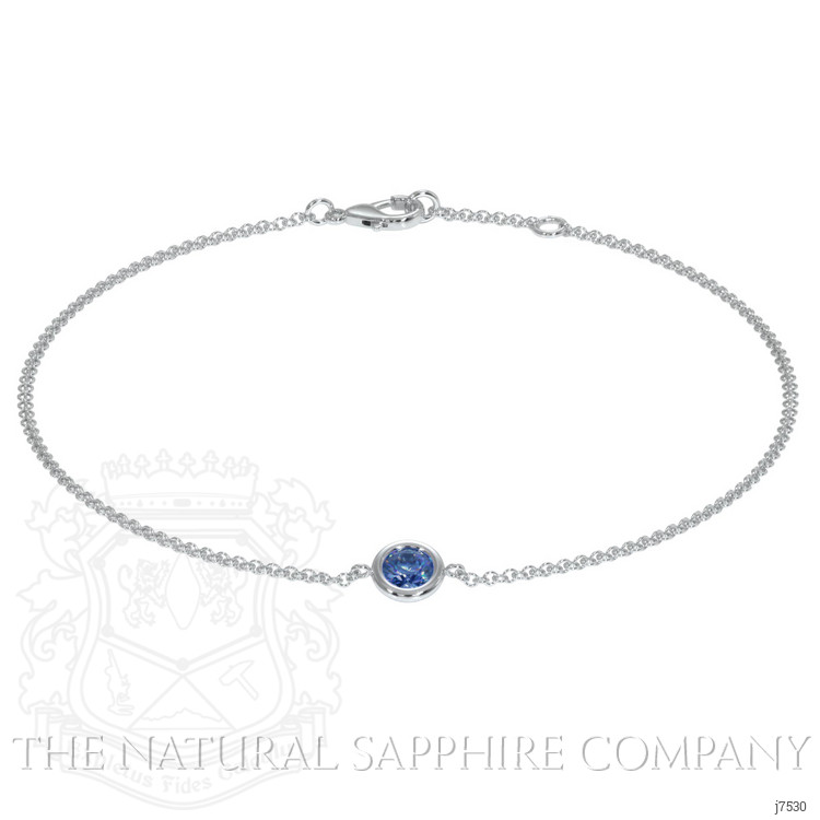0.30 Ct.Tw. Blue Sapphire Bezel Bracelet, 14K White Gold