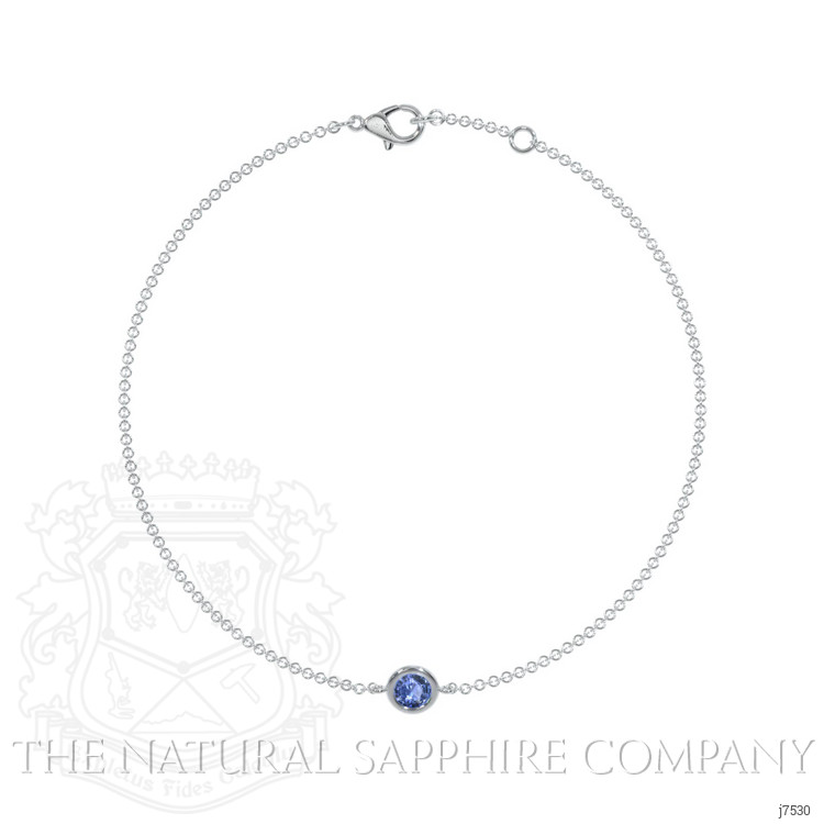 0.30 Ct.Tw. Blue Sapphire Bezel Bracelet, 14K White Gold