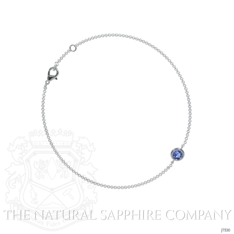 0.30 Ct.Tw. Blue Sapphire Bezel Bracelet, 14K White Gold