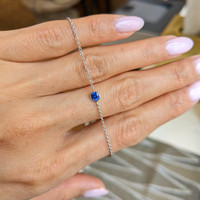 0.30&nbsp;Ct.Tw.Total Carat Weight Blue Sapphire Bezel Bracelet, 14K White Gold Life Style
