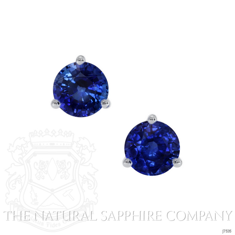 1.00 Ct.Tw. Blue Sapphire Studs Earrings, 14K White Gold