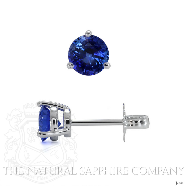 1.00 Ct.Tw. Blue Sapphire Studs Earrings, 14K White Gold