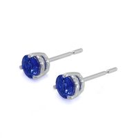 1.00&nbsp;Ct.Tw.Total Carat Weight Blue Sapphire Studs Earrings, 14K White Gold Image
