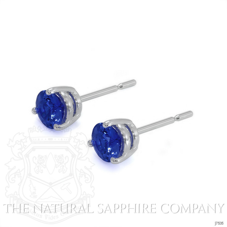 1.00 Ct.Tw. Blue Sapphire Studs Earrings, 14K White Gold
