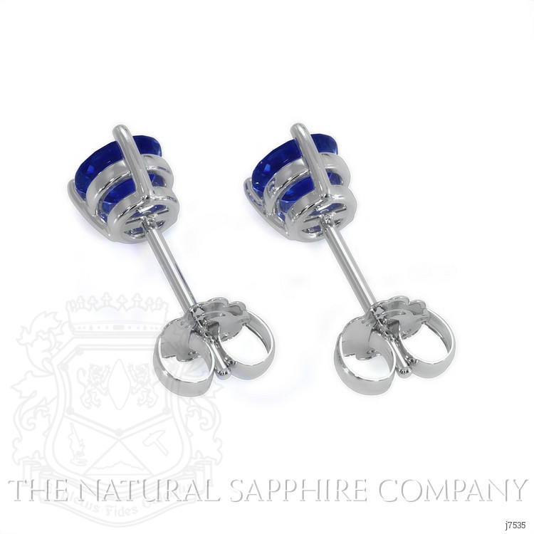 1.00 Ct.Tw. Blue Sapphire Studs Earrings, 14K White Gold