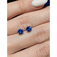 1.00&nbsp;Ct.Tw.Total Carat Weight Blue Sapphire Studs Earrings, 14K White Gold Life Style