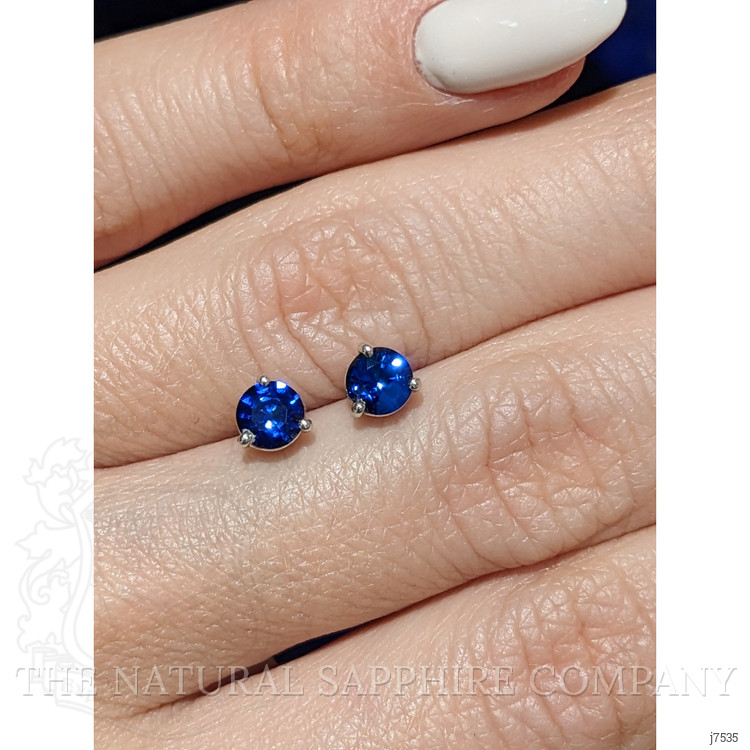 1.00 Ct.Tw. Blue Sapphire Studs Earrings, 14K White Gold