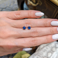 1.00&nbsp;Ct.Tw.Total Carat Weight Blue Sapphire Studs Earrings, 14K White Gold Life Style