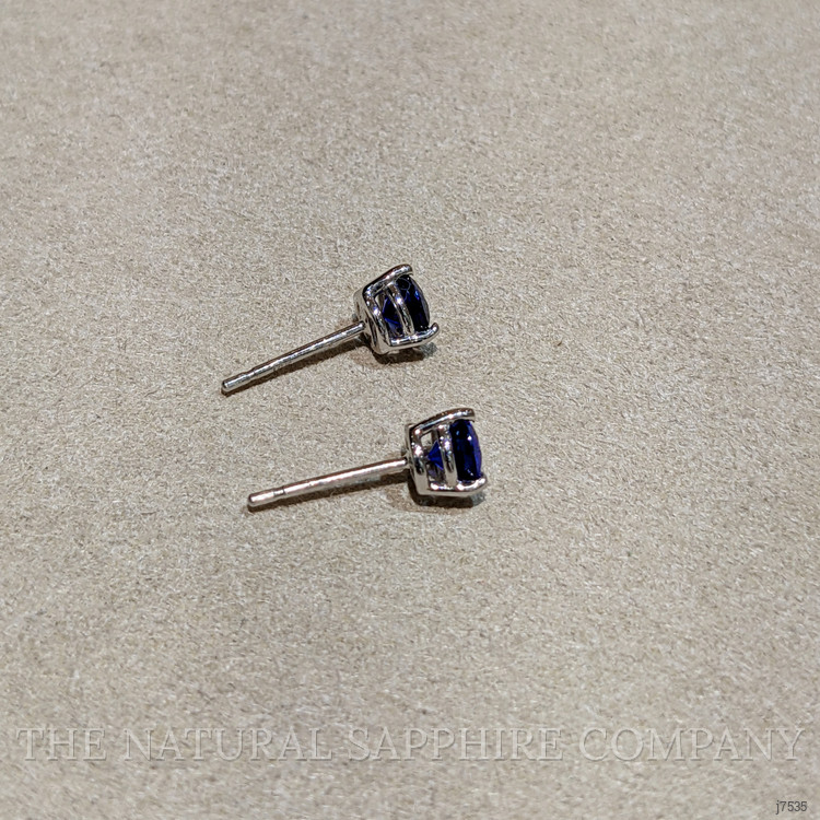1.00 Ct.Tw. Blue Sapphire Studs Earrings, 14K White Gold