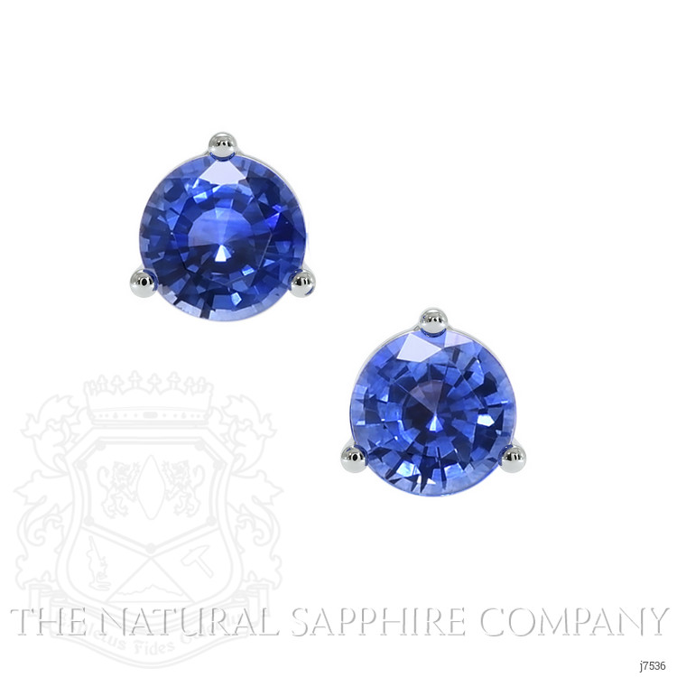 0.65 Ct.Tw. Blue Sapphire Studs Earrings, 14K White Gold