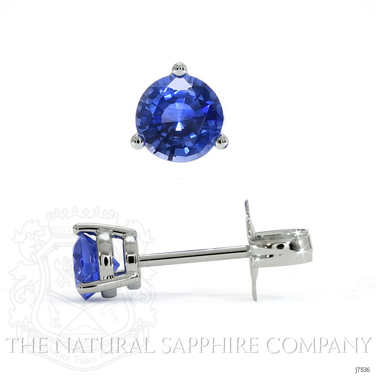 0.65 Ct.Tw. Blue Sapphire Studs Earrings, 14K White Gold