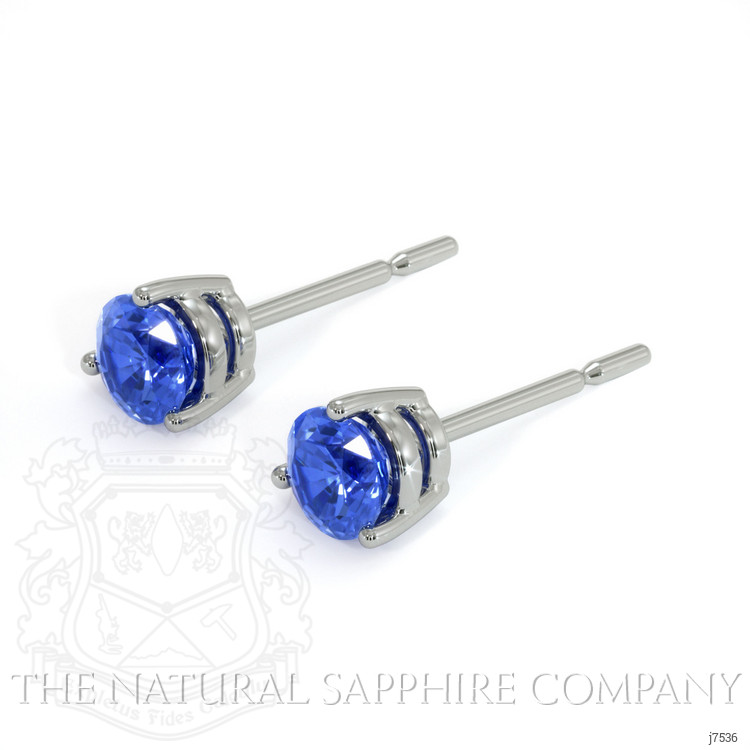 0.65 Ct.Tw. Blue Sapphire Studs Earrings, 14K White Gold