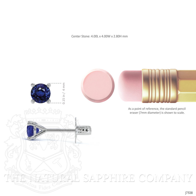 0.75 Ct.Tw. Blue Sapphire Studs Earrings, 14K White Gold