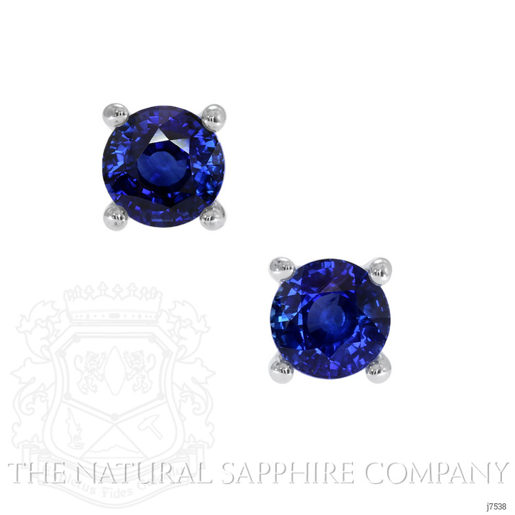 0.75 Ct.Tw. Blue Sapphire Studs Earrings, 14K White Gold