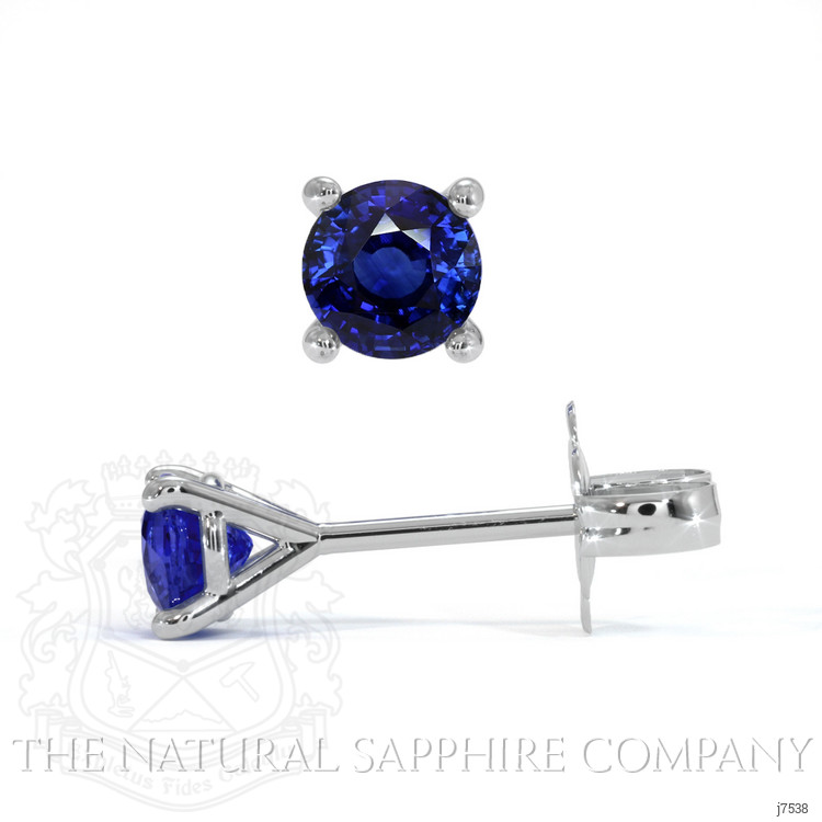 0.75 Ct.Tw. Blue Sapphire Studs Earrings, 14K White Gold